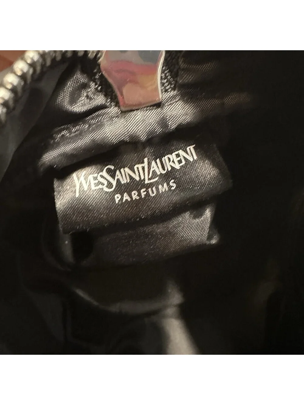 Yves Saint Laurent Parfums Small Black Cosmetic Toiletry Zip Pouch - Picture 9 of 10